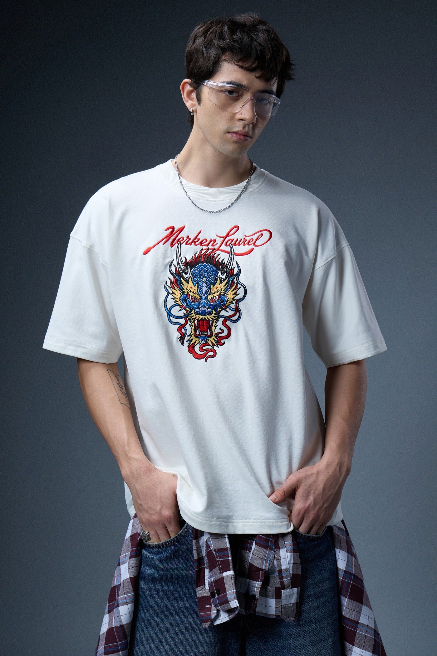 DRAGON EMBROIDERED OVERSIZED T-SHIRT