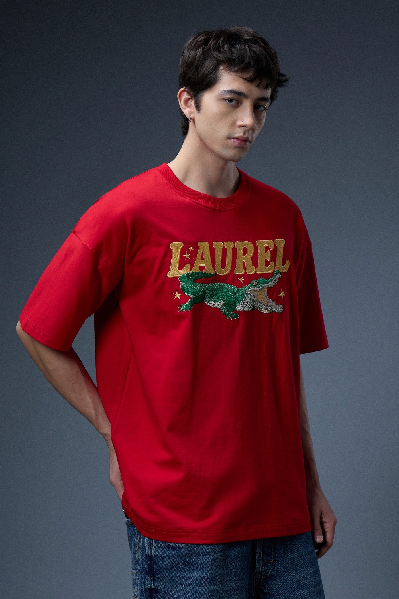 CROCODILE EMBROIDERED OVERSIZED T-SHIRT