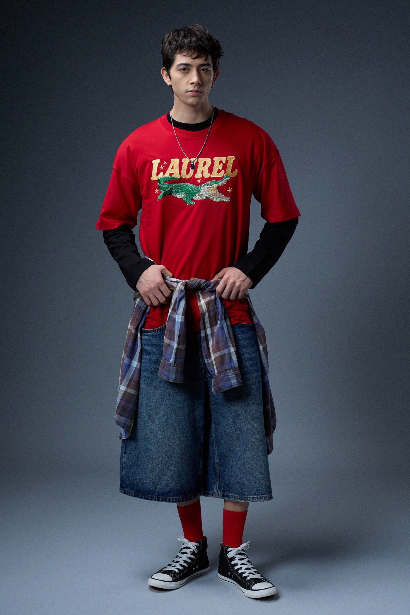 CROCODILE EMBROIDERED OVERSIZED T-SHIRT