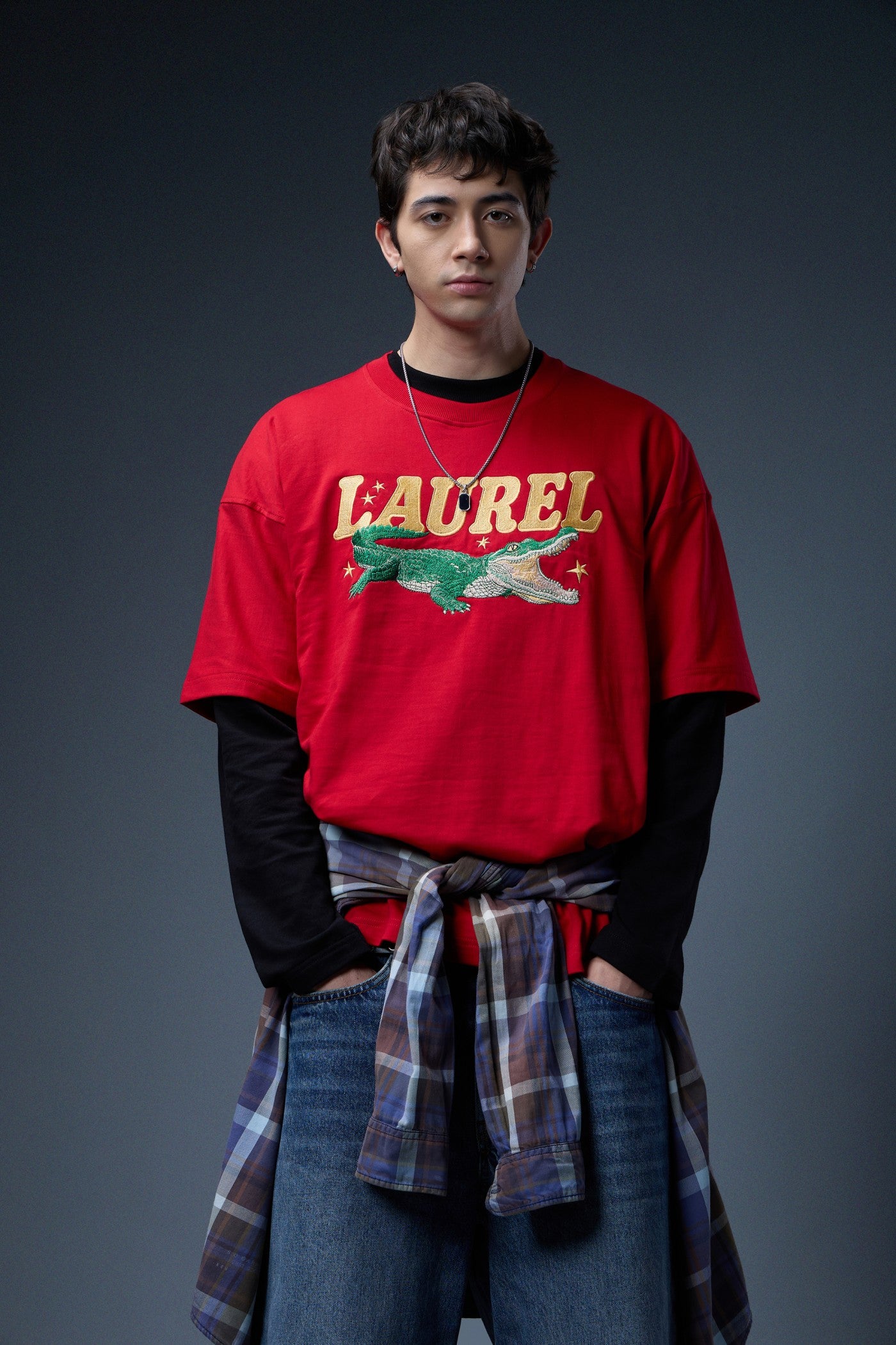 CROCODILE EMBROIDERED OVERSIZED T-SHIRT
