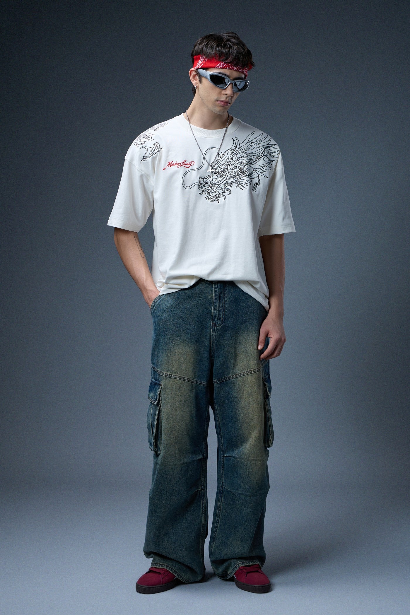 CLASSIC DRAGON EMBROIDERED OVERSIZED T-SHIRT