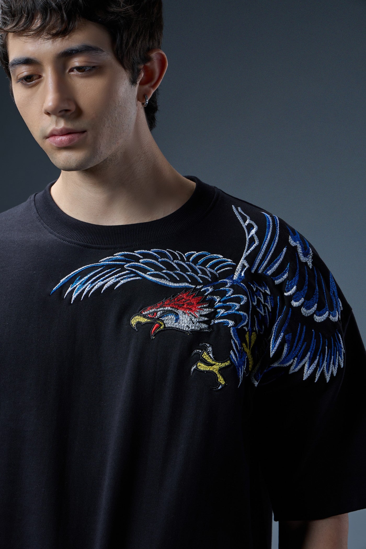 EAGLE STRIKE EMBROIDERED OVERSIZED T-SHIRT