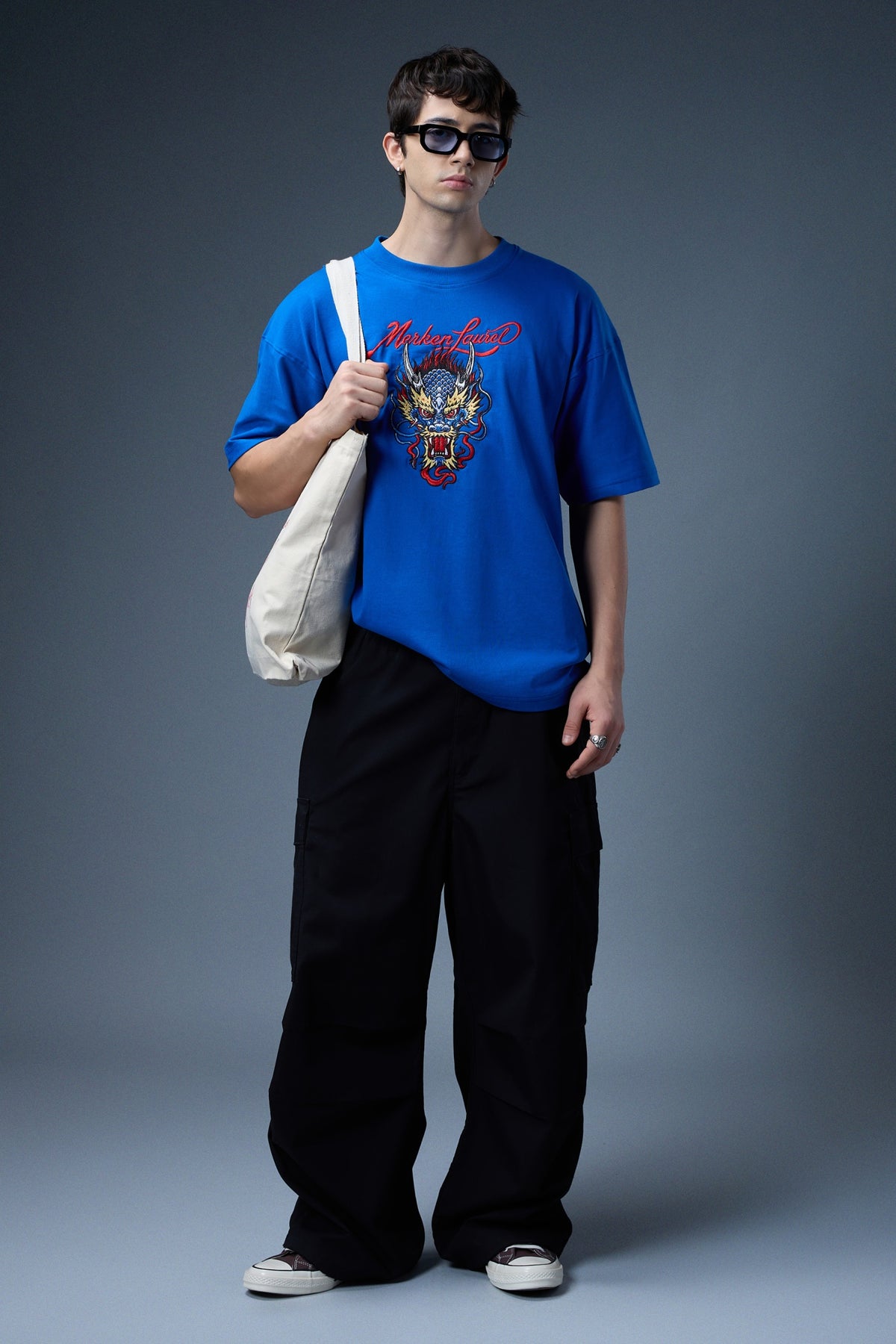 DRAGON EMBROIDERED OVERSIZED T-SHIRT