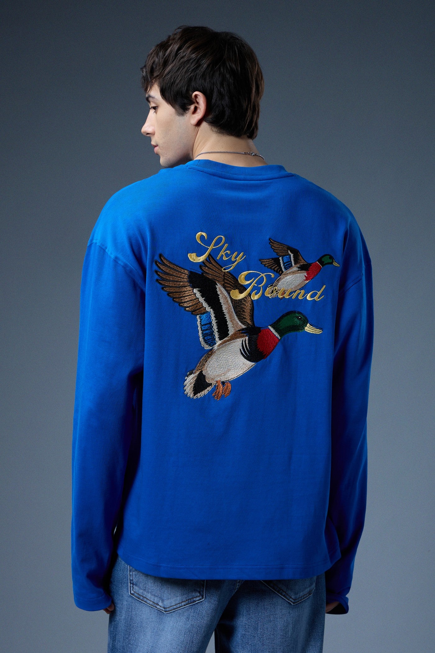 SKY BOUND EMBROIDERED LONG-SLEEVE T-SHIRT