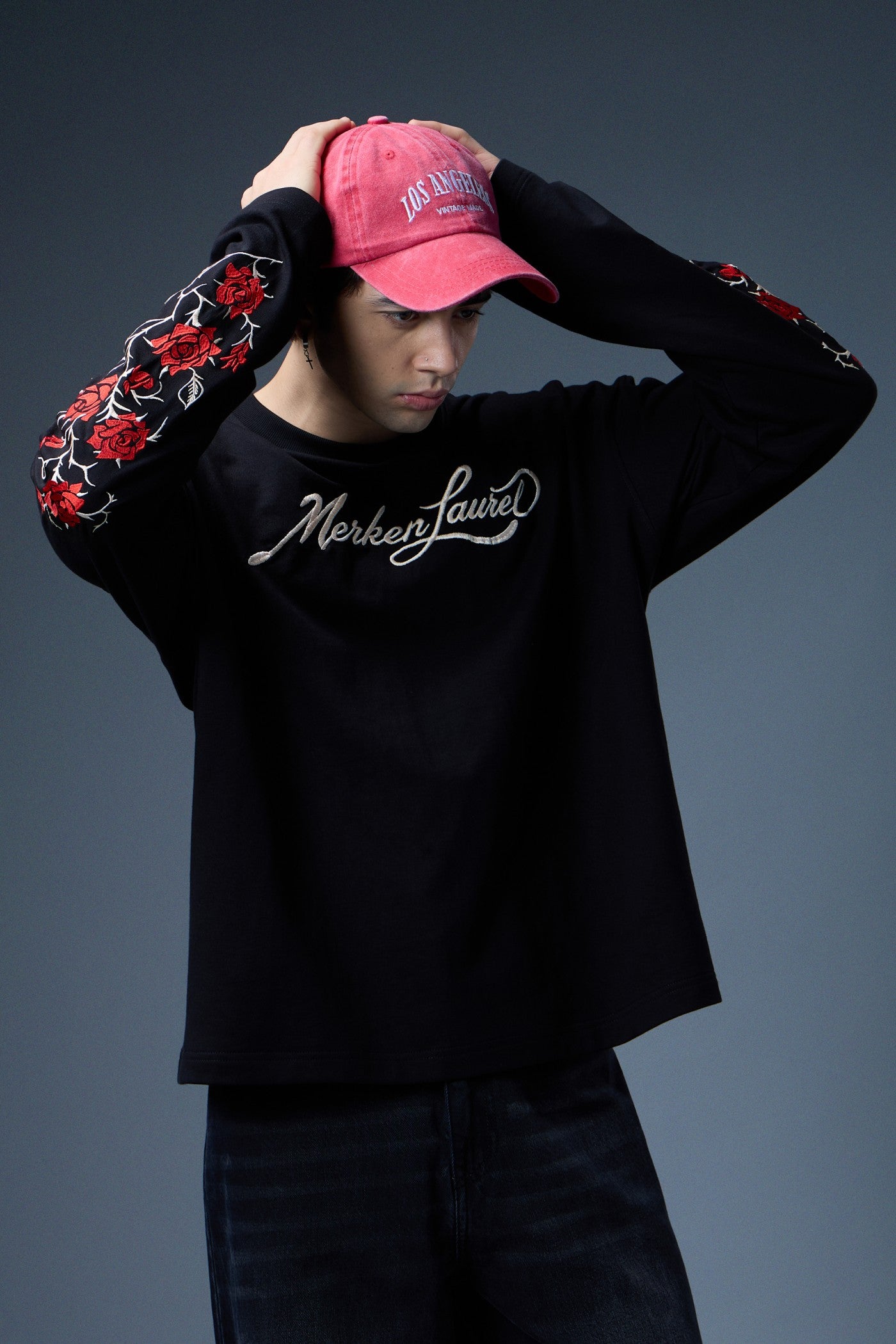BLACKROSE EMBROIDERED LONG-SLEEVE T-SHIRT