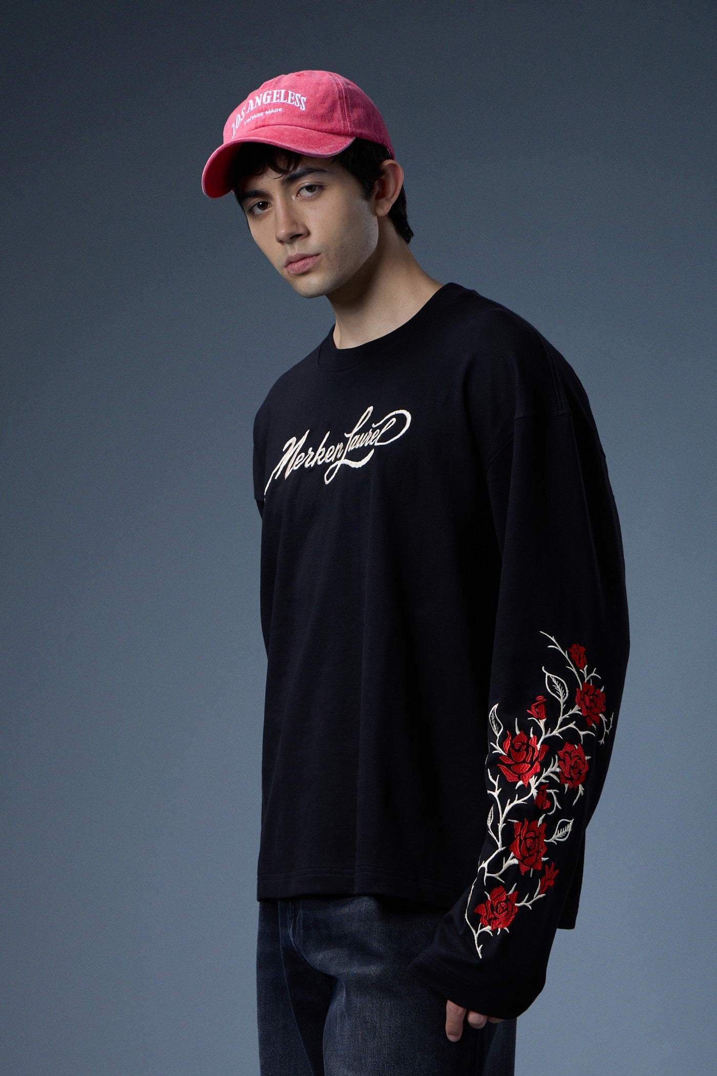 BLACKROSE EMBROIDERED LONG-SLEEVE T-SHIRT