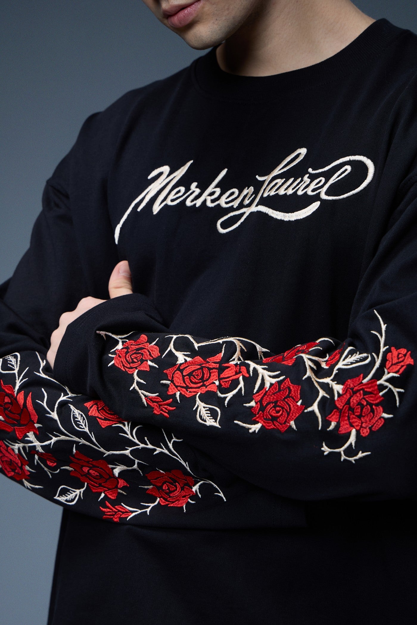 BLACKROSE EMBROIDERED LONG-SLEEVE T-SHIRT