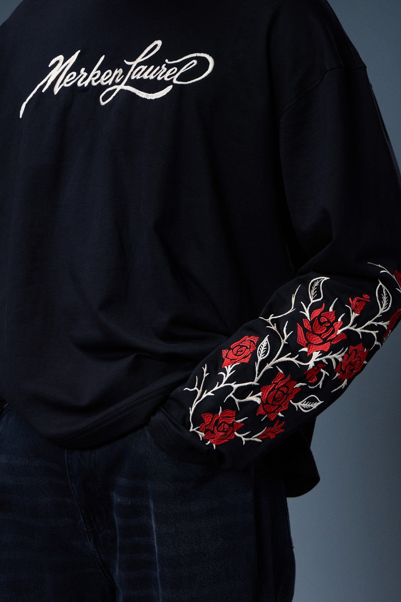 BLACKROSE EMBROIDERED LONG-SLEEVE T-SHIRT