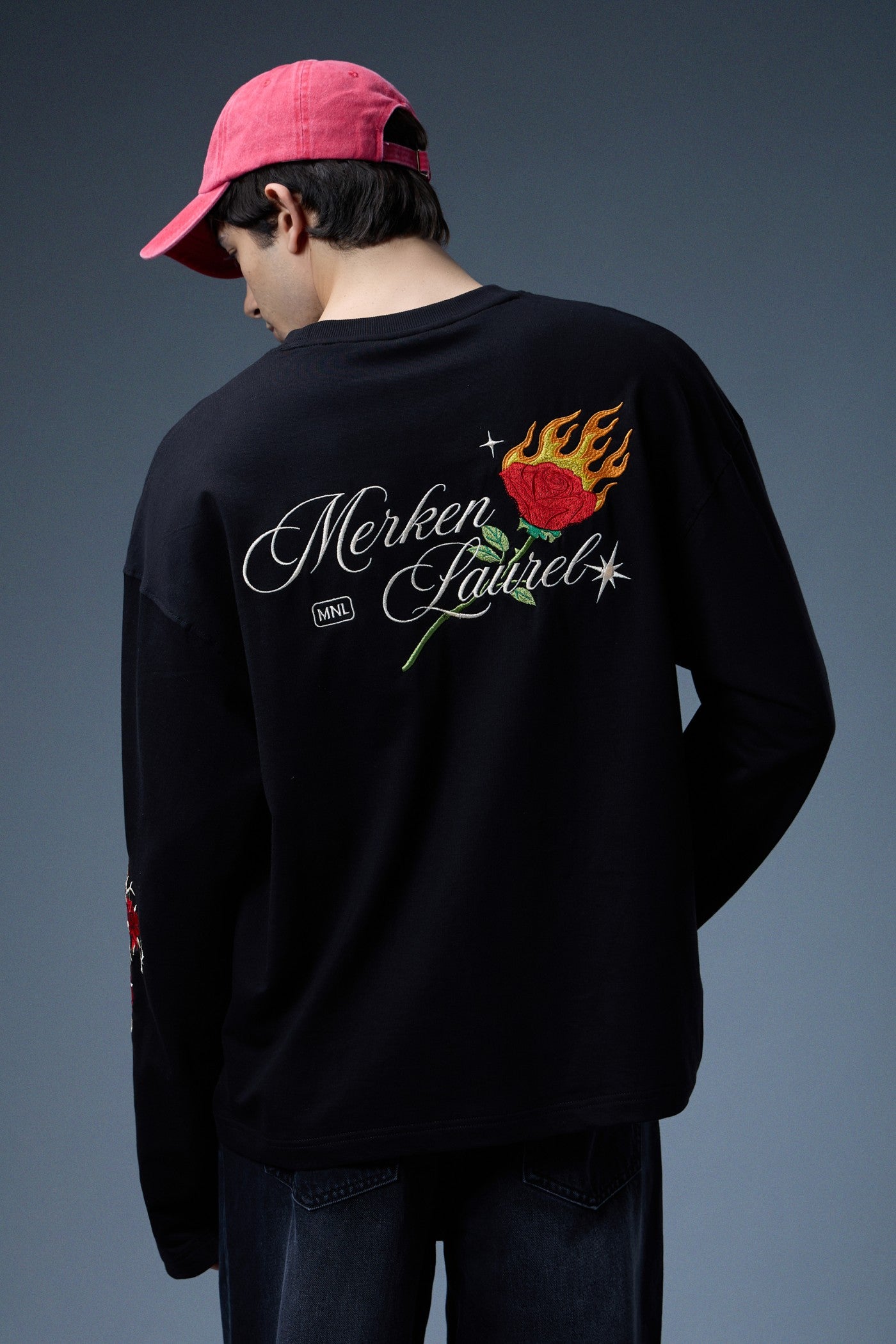 BLACKROSE EMBROIDERED LONG-SLEEVE T-SHIRT