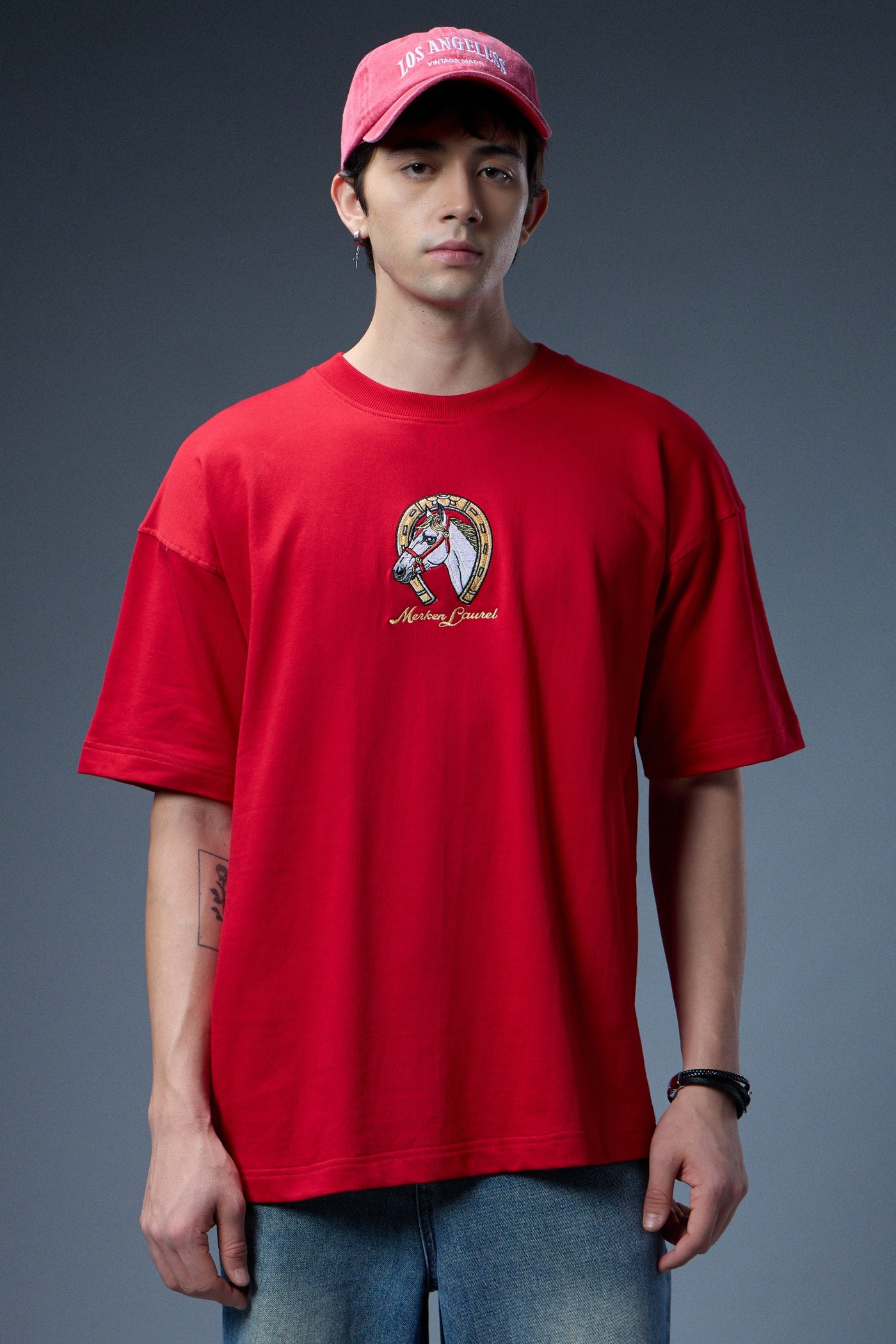 ROYAL HORSE EMBROIDERED OVERSIZED T-SHIRT