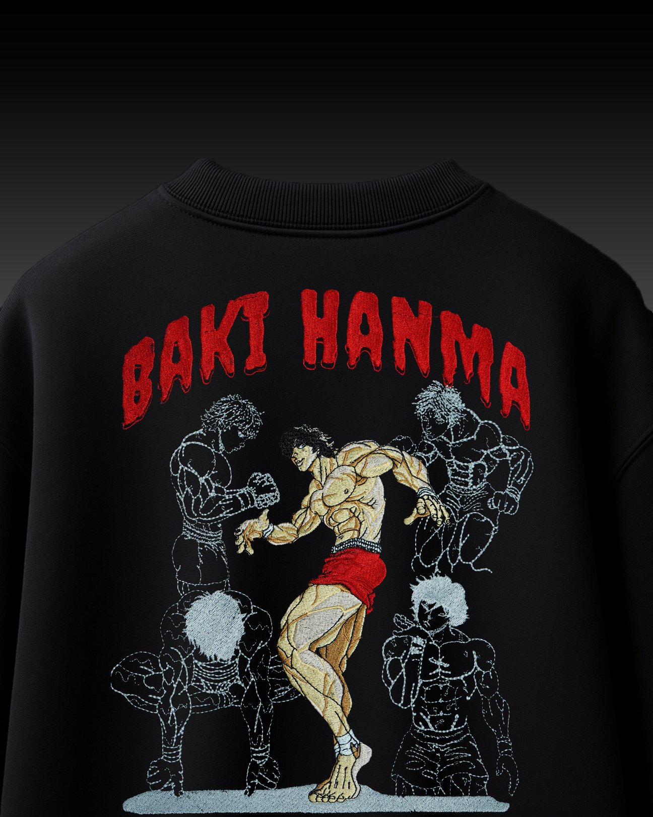 BAKI HANMA EMRBOIDERY OVERSIZED T SHIRT