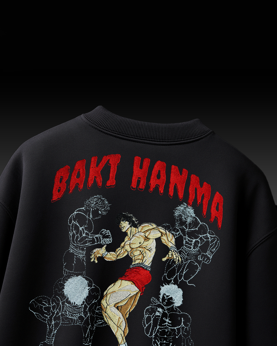 BAKI HANMA EMRBOIDERY OVERSIZED T SHIRT