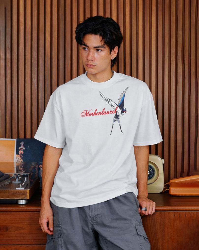 LAUREL BIRD EMBROIDERED OVERSIZED T-SHIRT