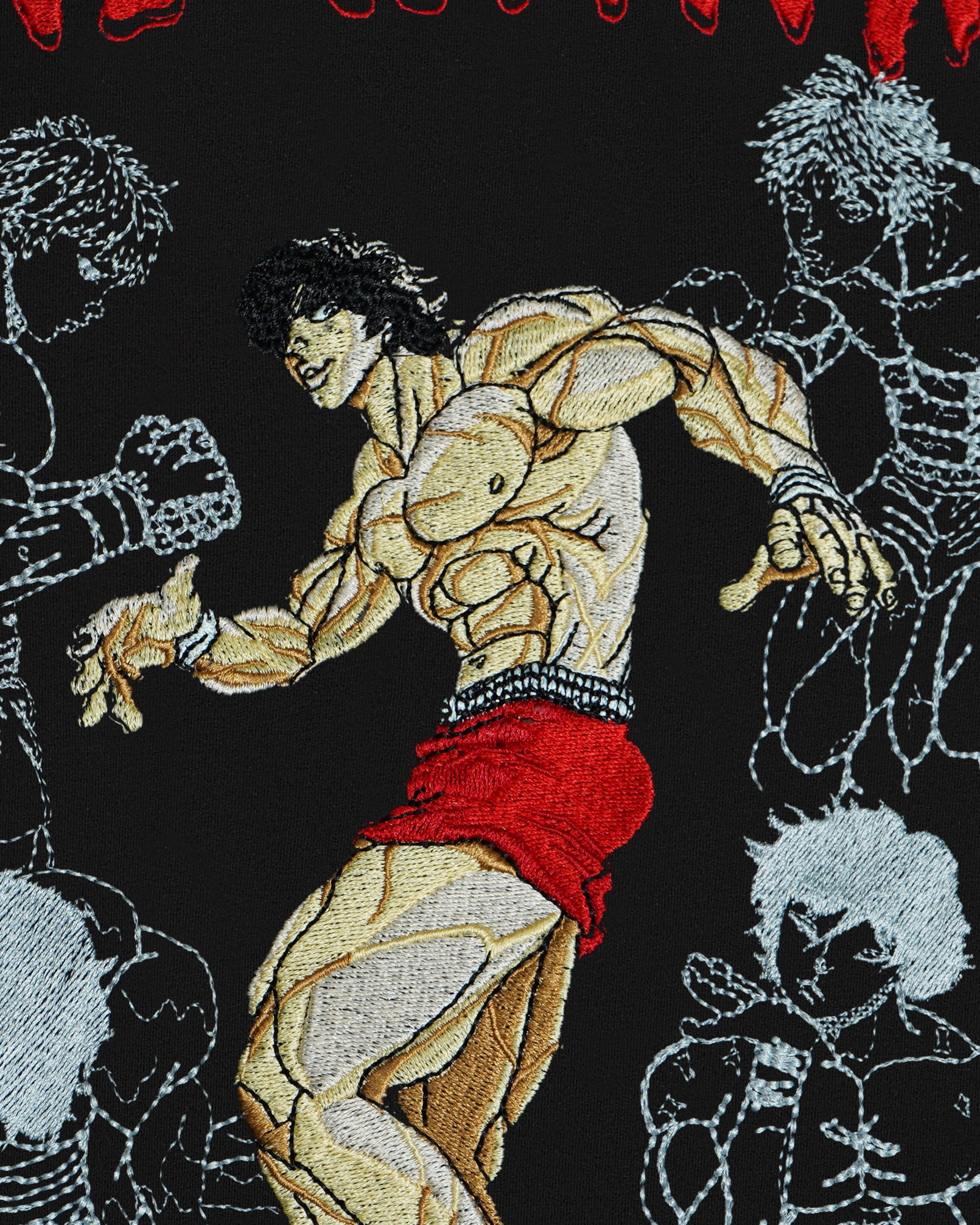 BAKI HANMA EMRBOIDERY OVERSIZED T SHIRT