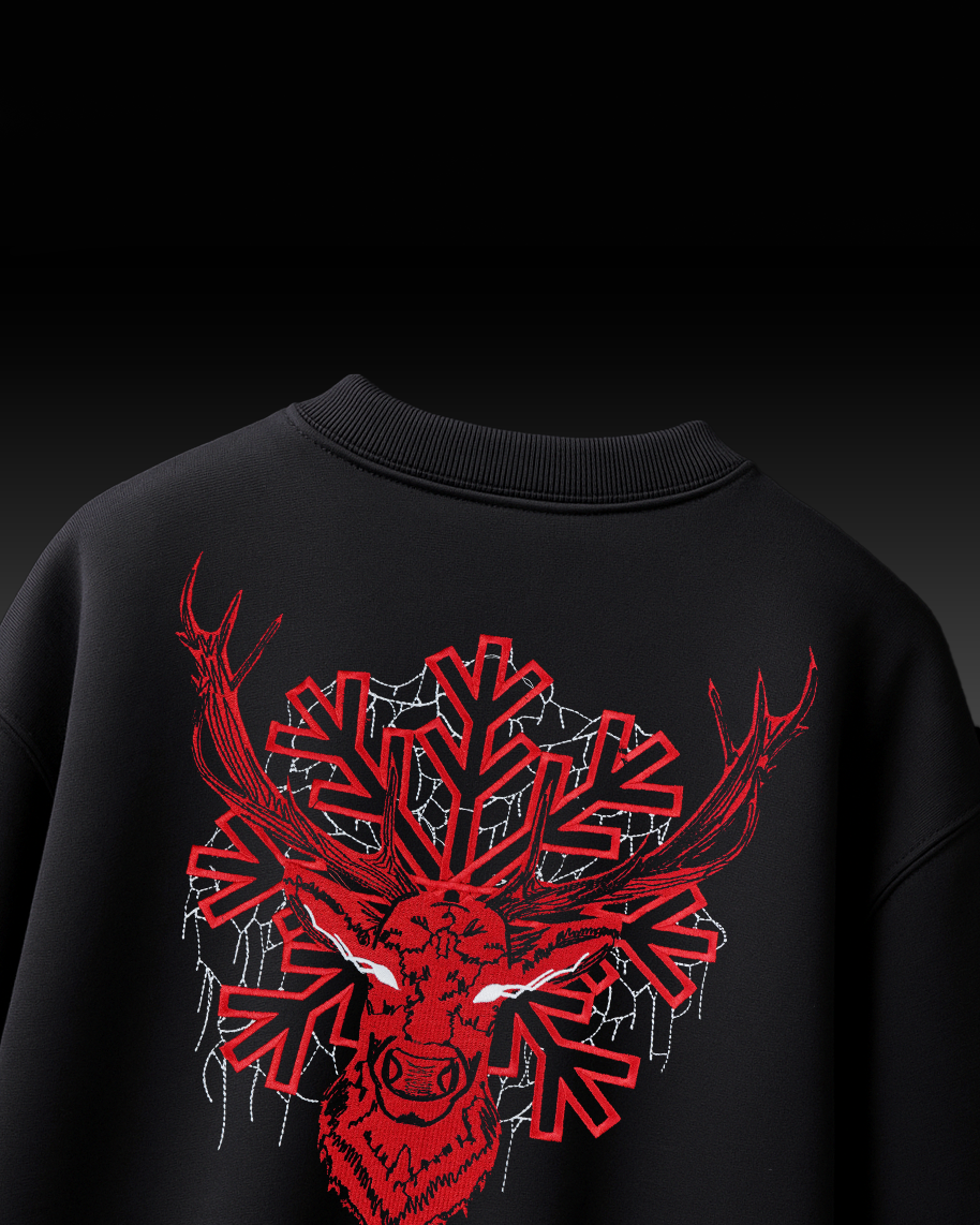 DEER EMBROIDERY OVERSIZED T SHIRT