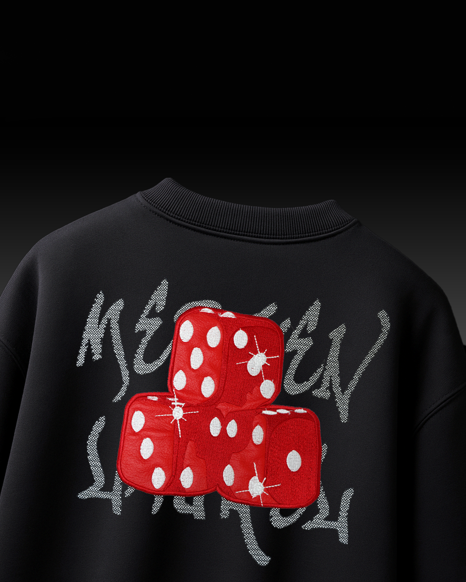 DICE APPLIQUE EMBROIDERY OVERSIZED T SHIRT