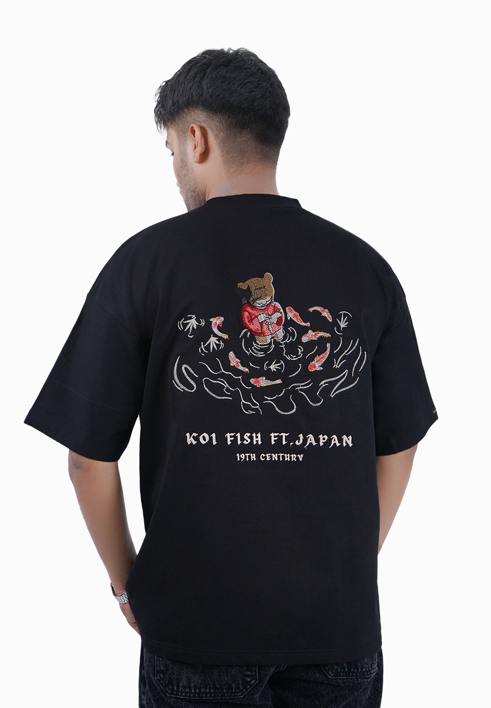 KOI FISH EMBROIDERY T SHIRT