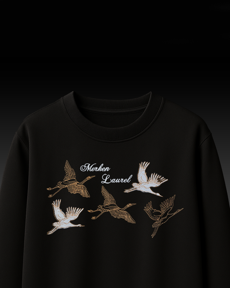 GOLDEN BIRDS EMBROIDERY OVERSIZED T SHIRT