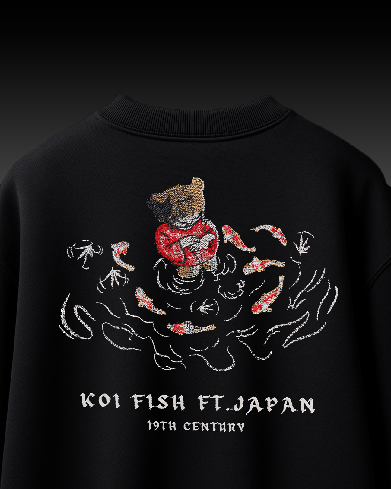 KOI FISH EMBROIDERY OVERSIZED T SHIRT