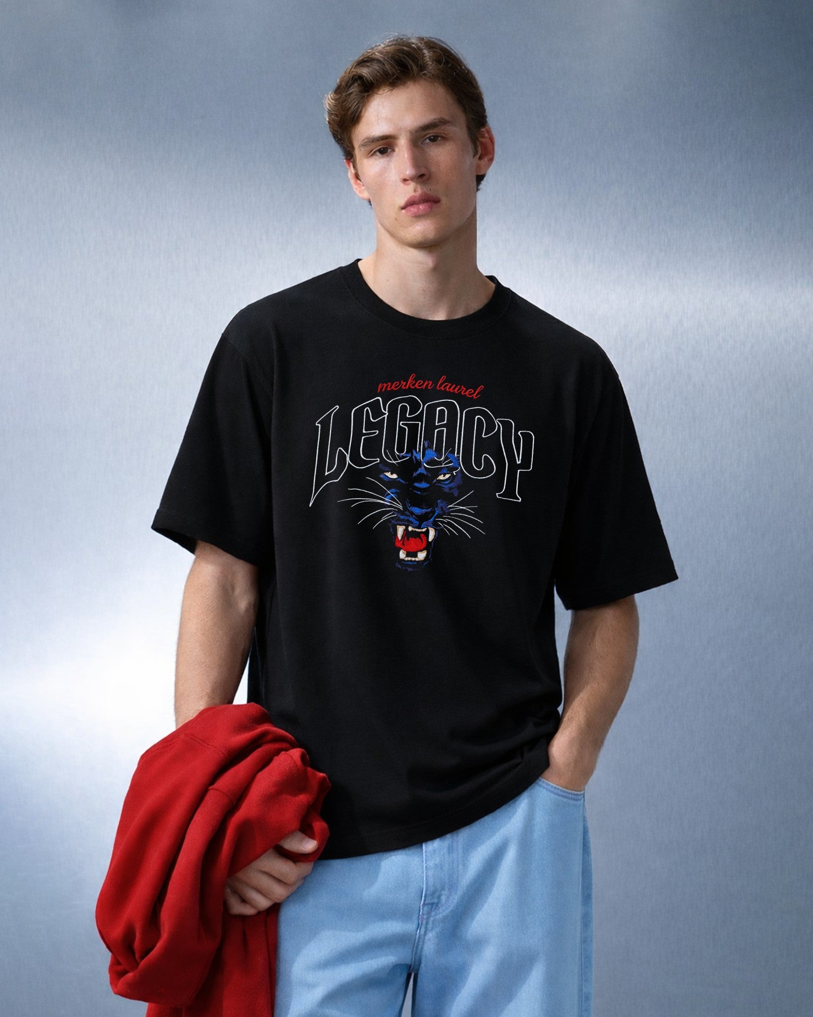 LEGACY PANTHER EMBROIDERED OVERSIZED T-SHIRT