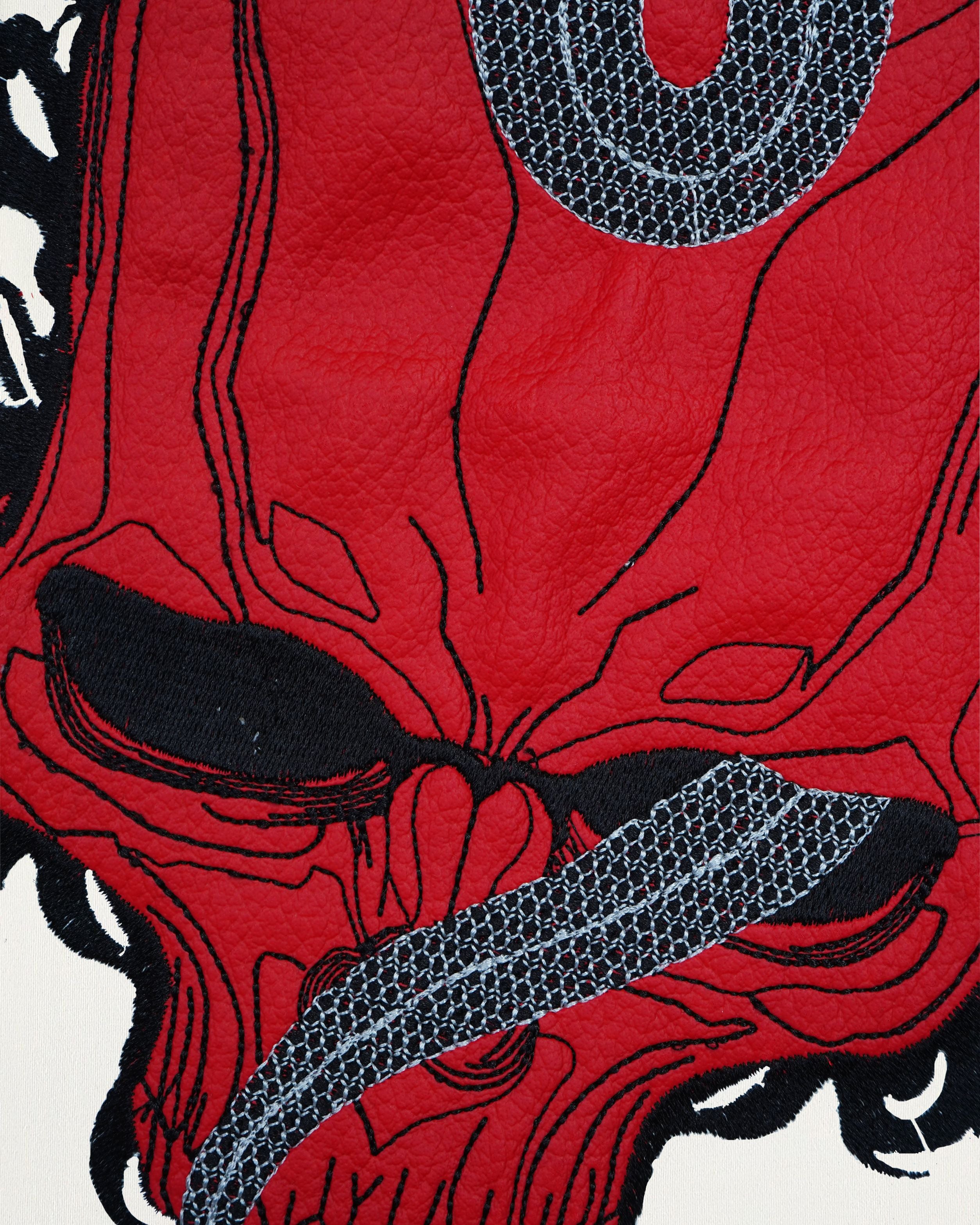 SKULL & SERPENT EMBROIDERED OVERSIZED T-SHIRT