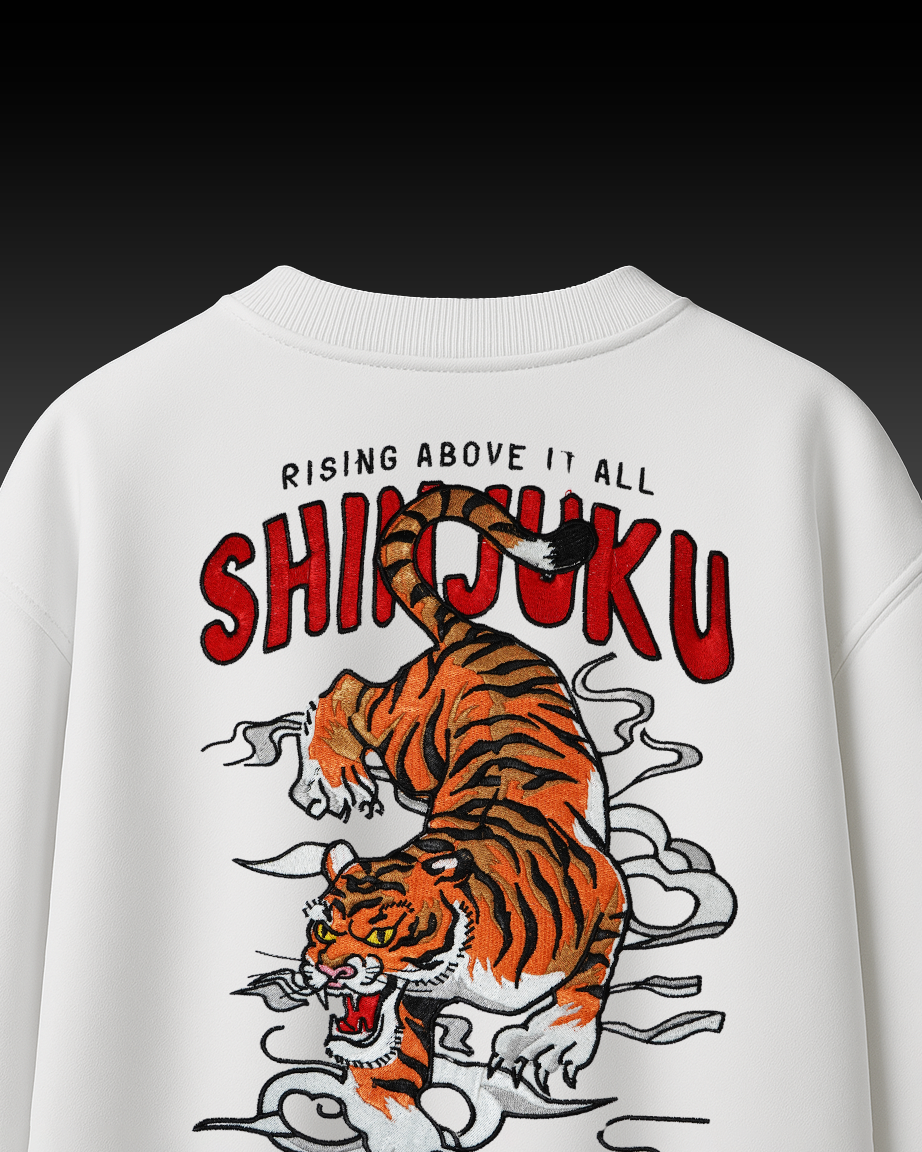 ASIAN TIGER EMBROIDERY OVERSIZED T SHIRT