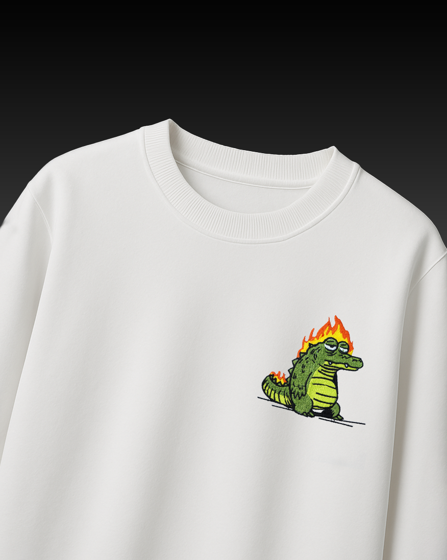 FLAME GATOR EMBROIDERED OVERSIZED T-SHIRT