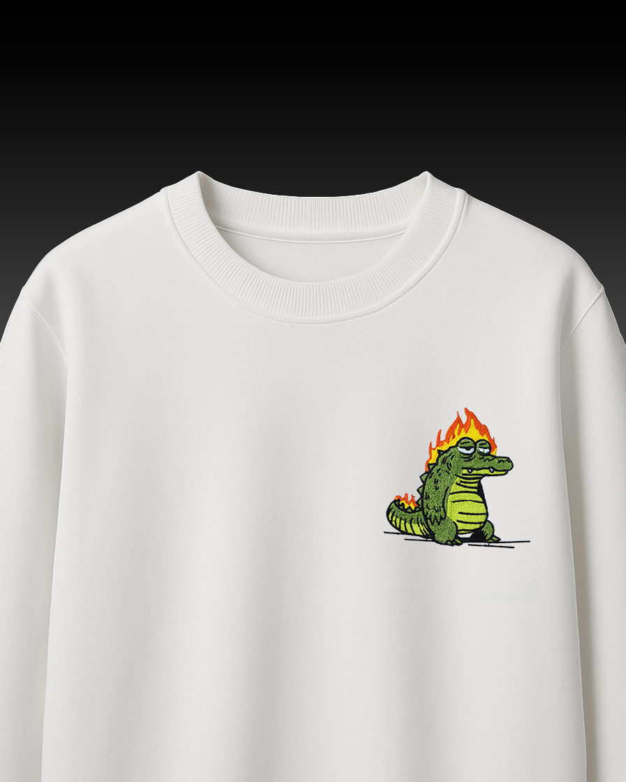 FLAME GATOR EMBROIDERY OVERSIZED T-SHIRT