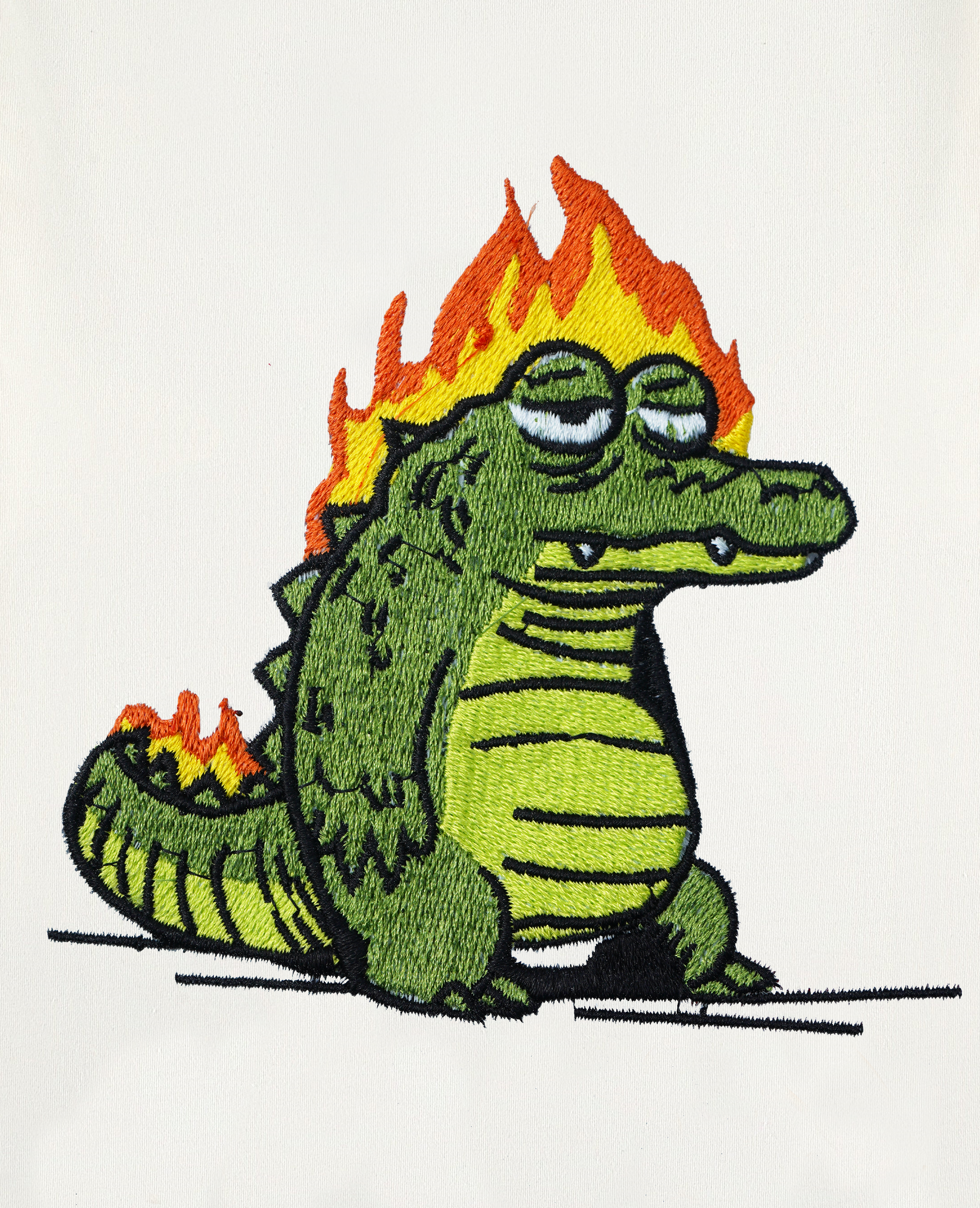 FLAME GATOR EMBROIDERY OVERSIZED T-SHIRT