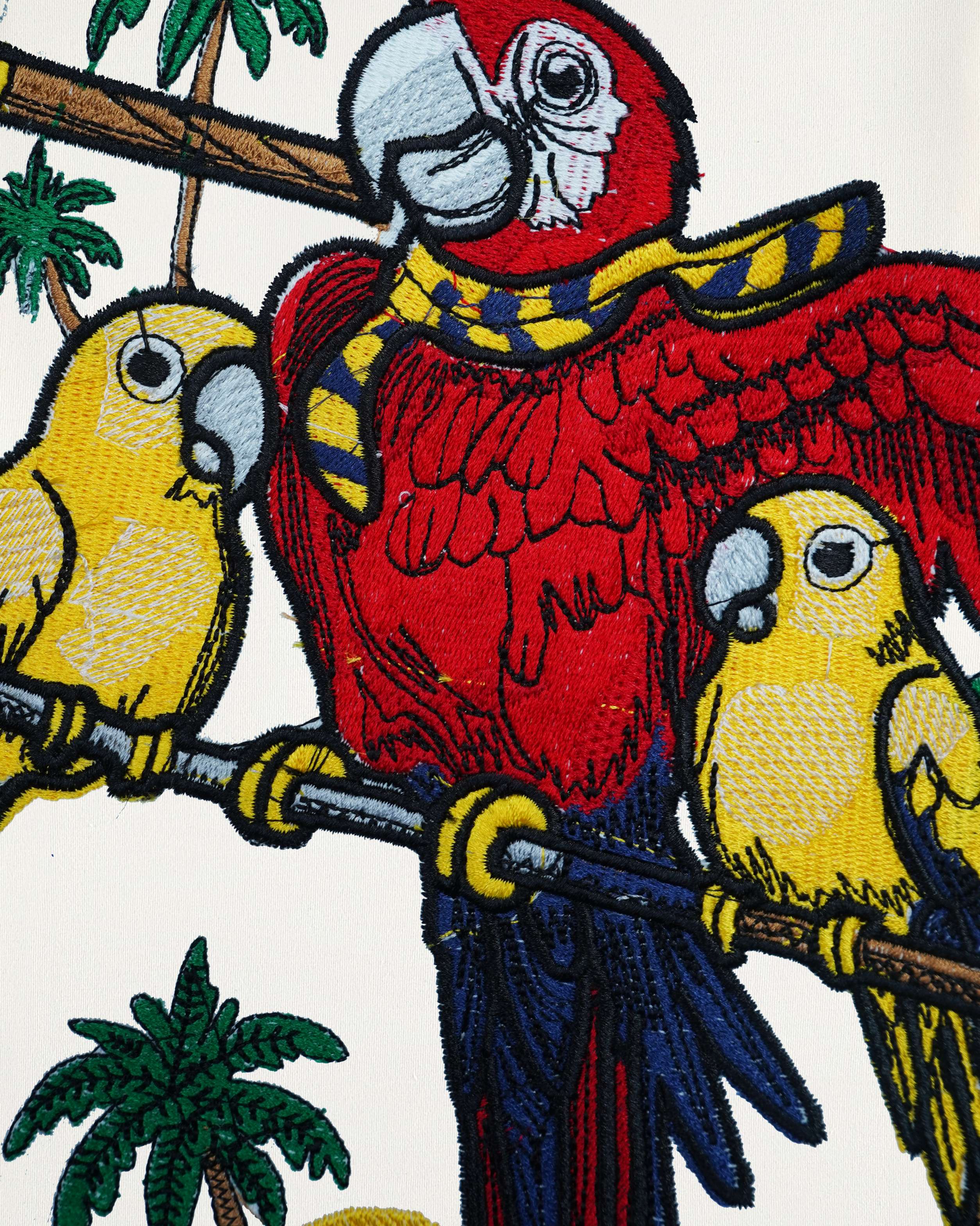 ISLAND PARROT EMBROIDERED OVERSIZED T-SHIRT