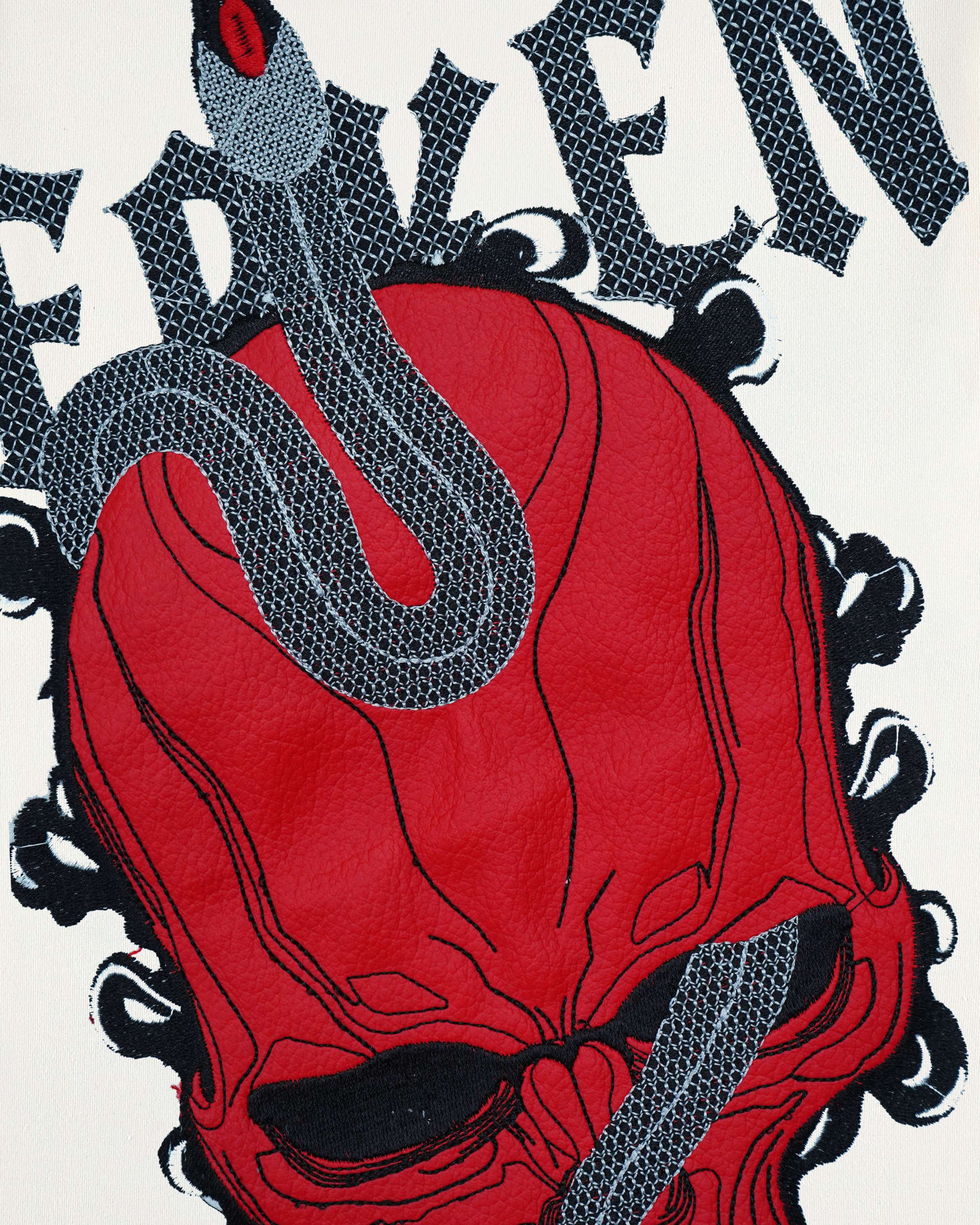 SKULL & SERPENT EMBROIDERED OVERSIZED T-SHIRT