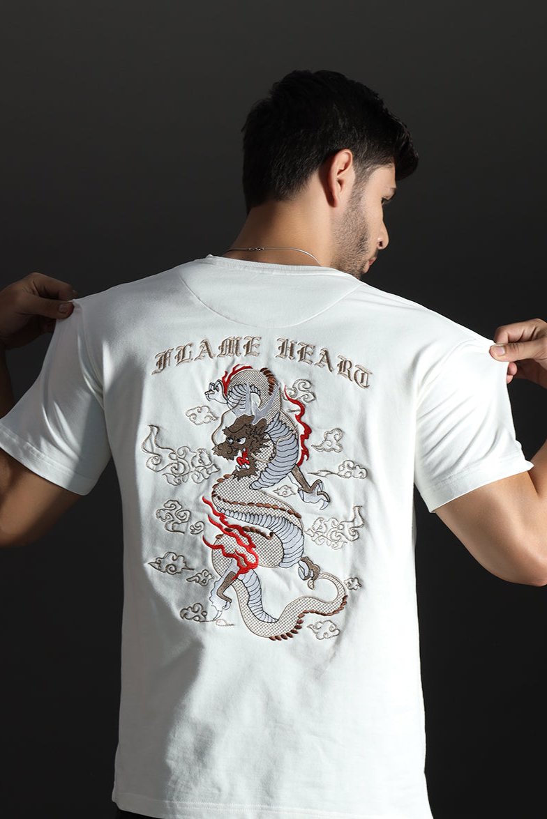 ASAIN DRAGON RELAXED FIT EMBROIDERED T-SHIRT