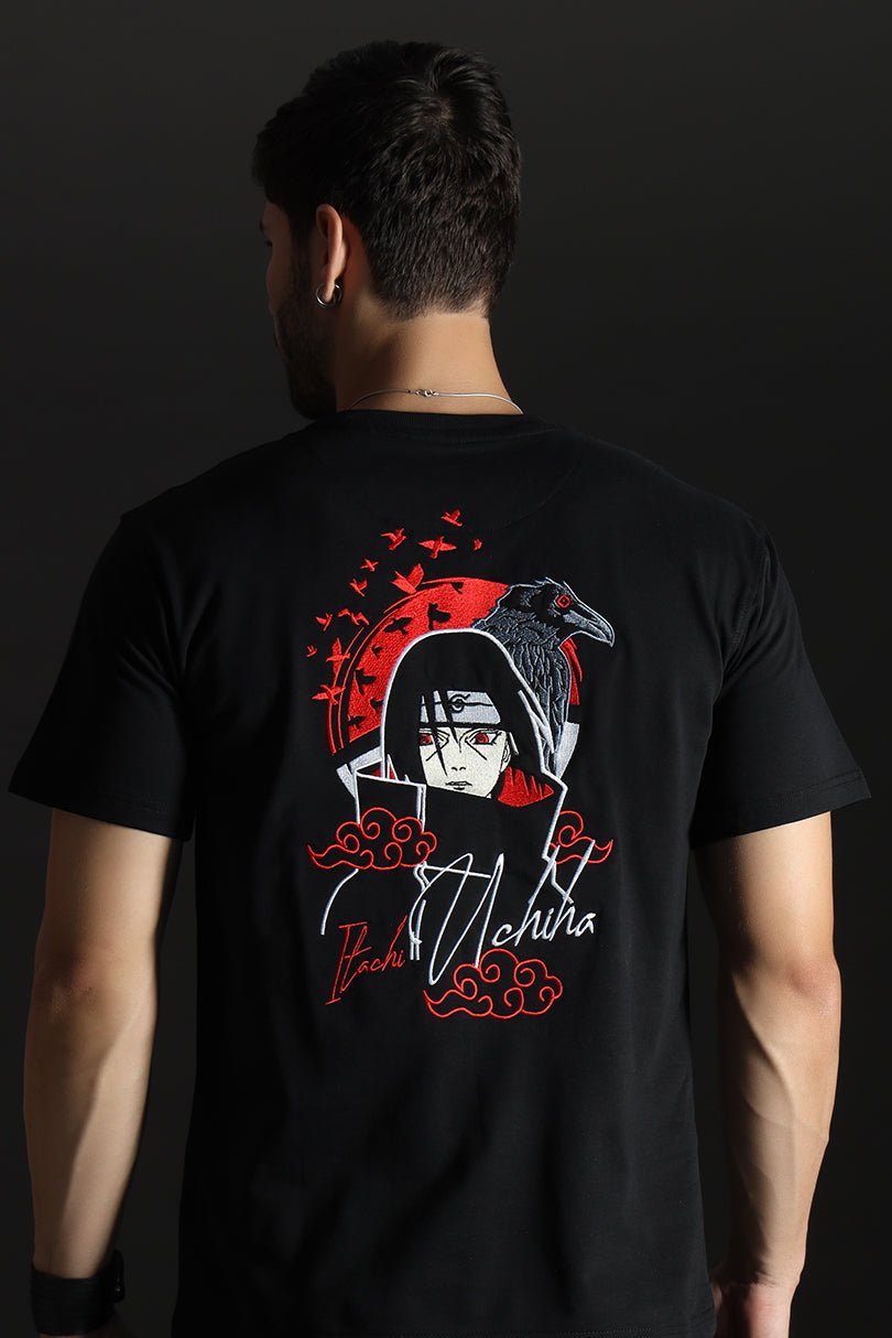 ITACHI UCHIHA RELAXED FIT EMBROIDERED T-SHIRT