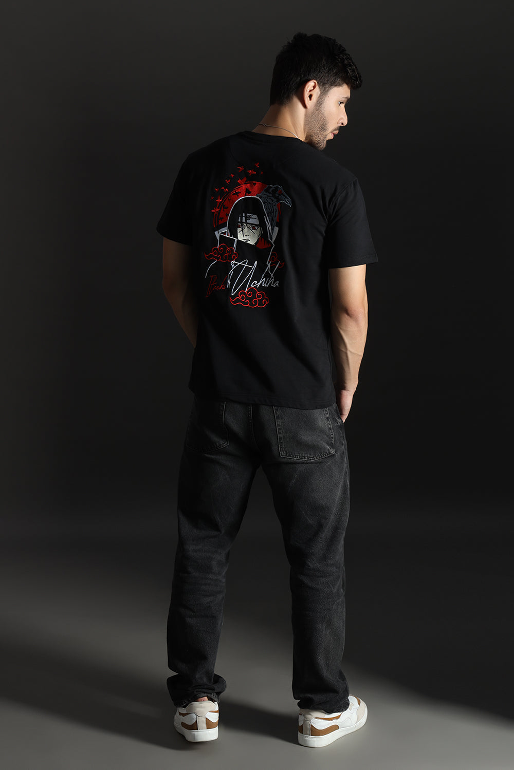 ITACHI UCHIHA RELAXED FIT EMBROIDERED T-SHIRT