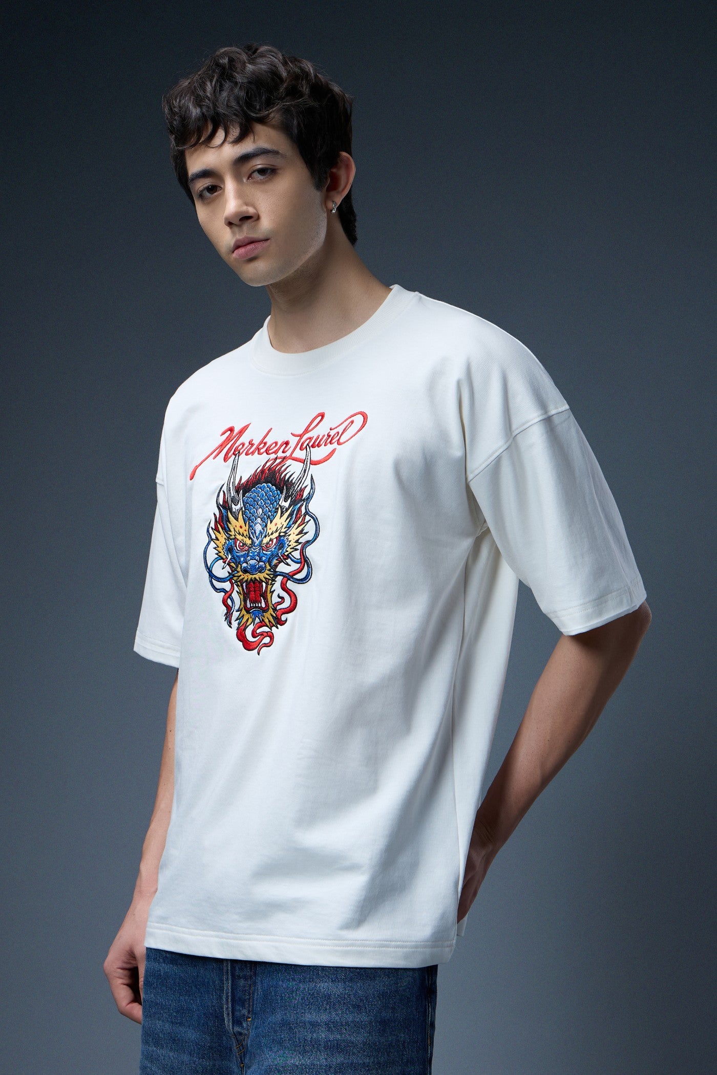 DRAGON EMBROIDERED OVERSIZED T-SHIRT