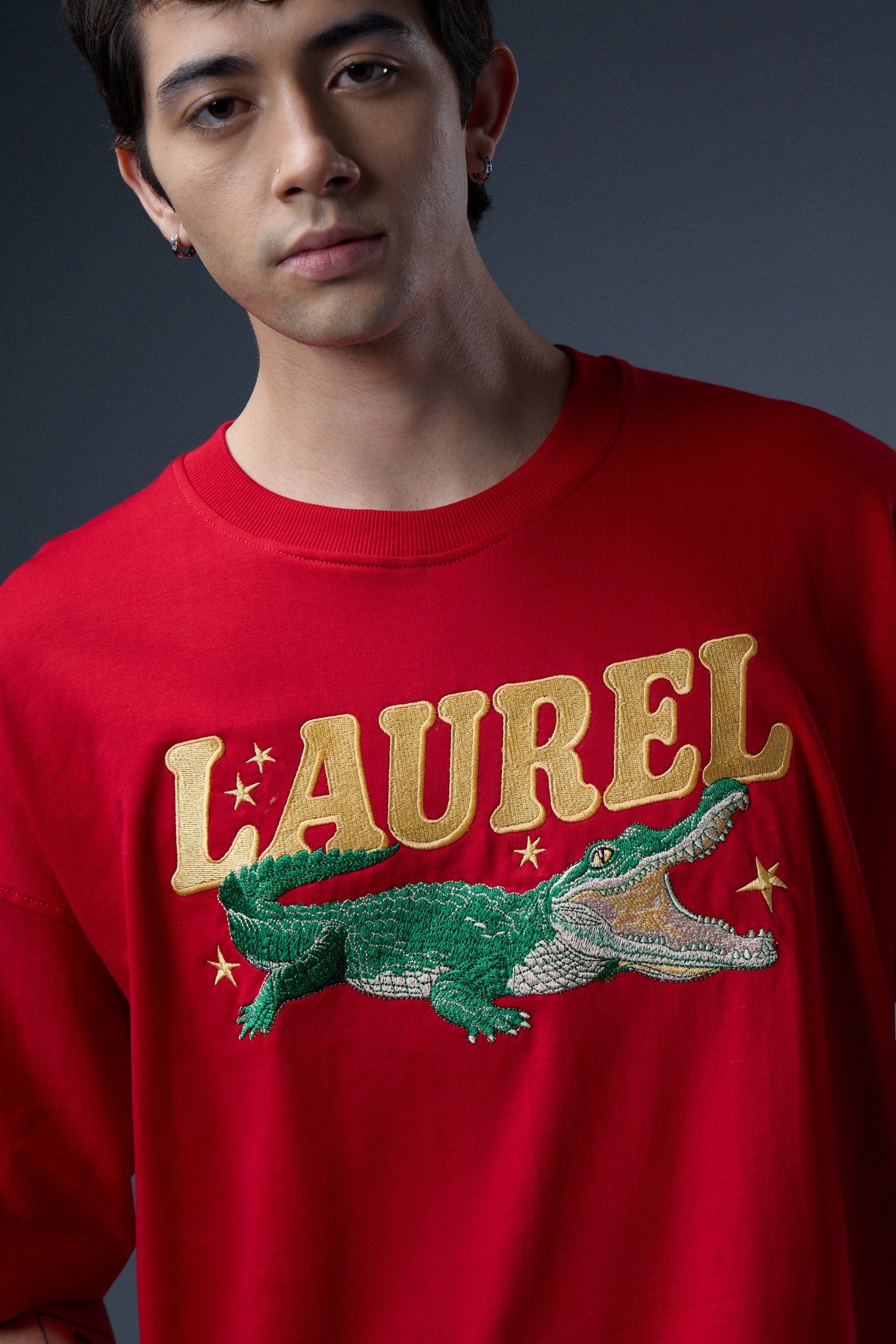 CROCODILE EMBROIDERED OVERSIZED T-SHIRT