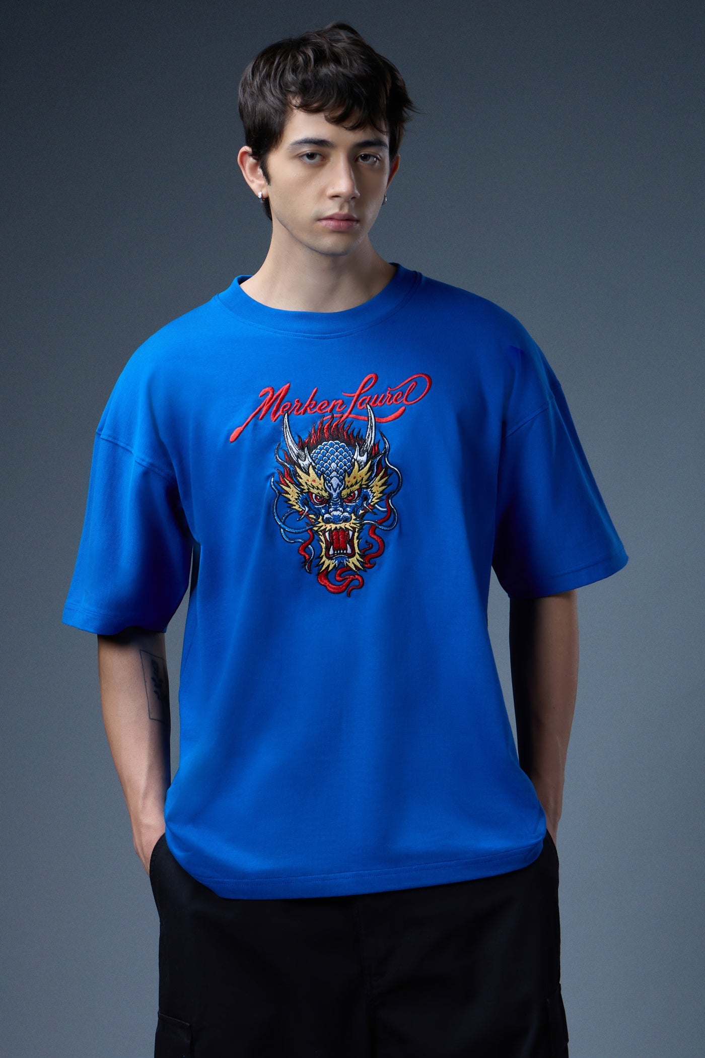 DRAGON EMBROIDERED OVERSIZED T-SHIRT