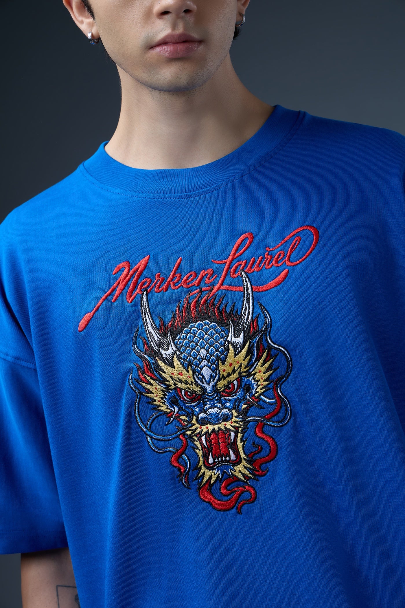 DRAGON EMBROIDERED OVERSIZED T-SHIRT