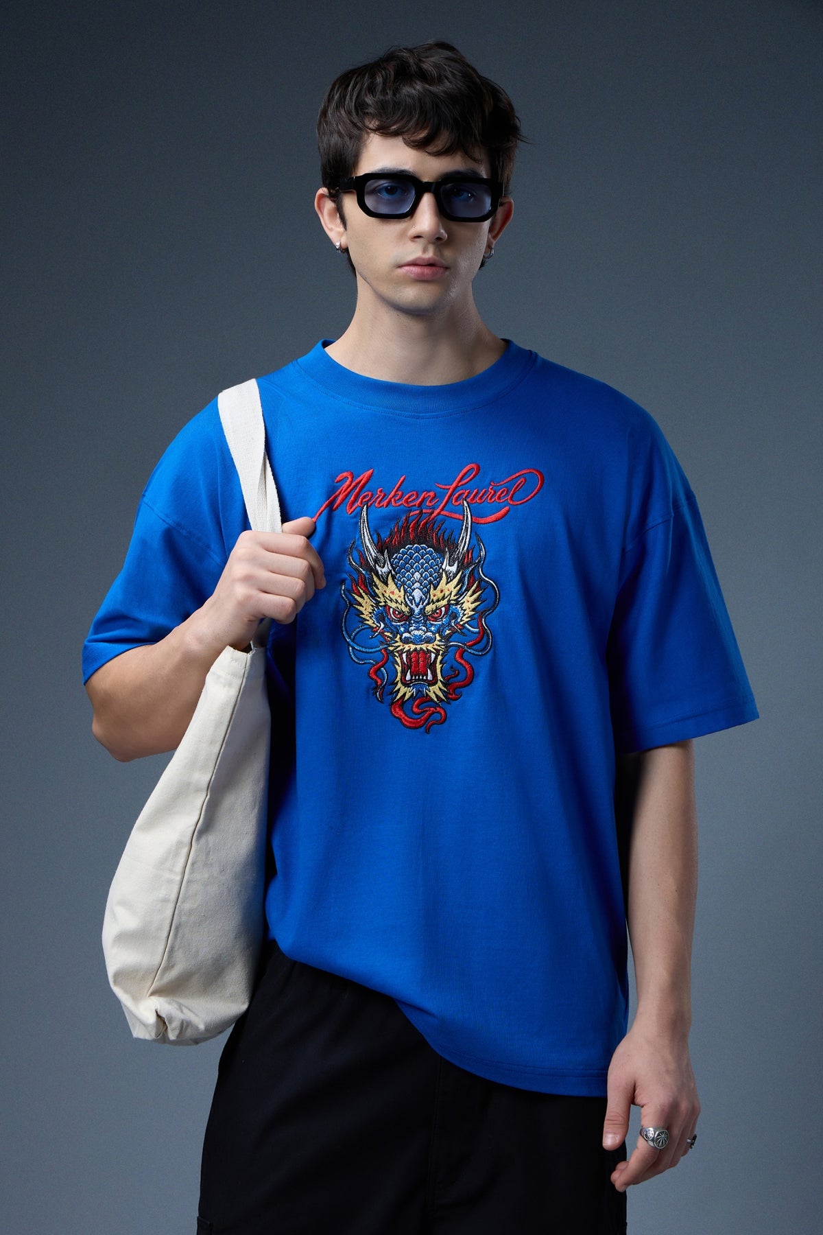 DRAGON EMBROIDERED OVERSIZED T-SHIRT