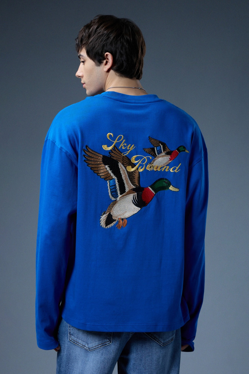 SKY BOUND EMBROIDERED LONG-SLEEVE T-SHIRT