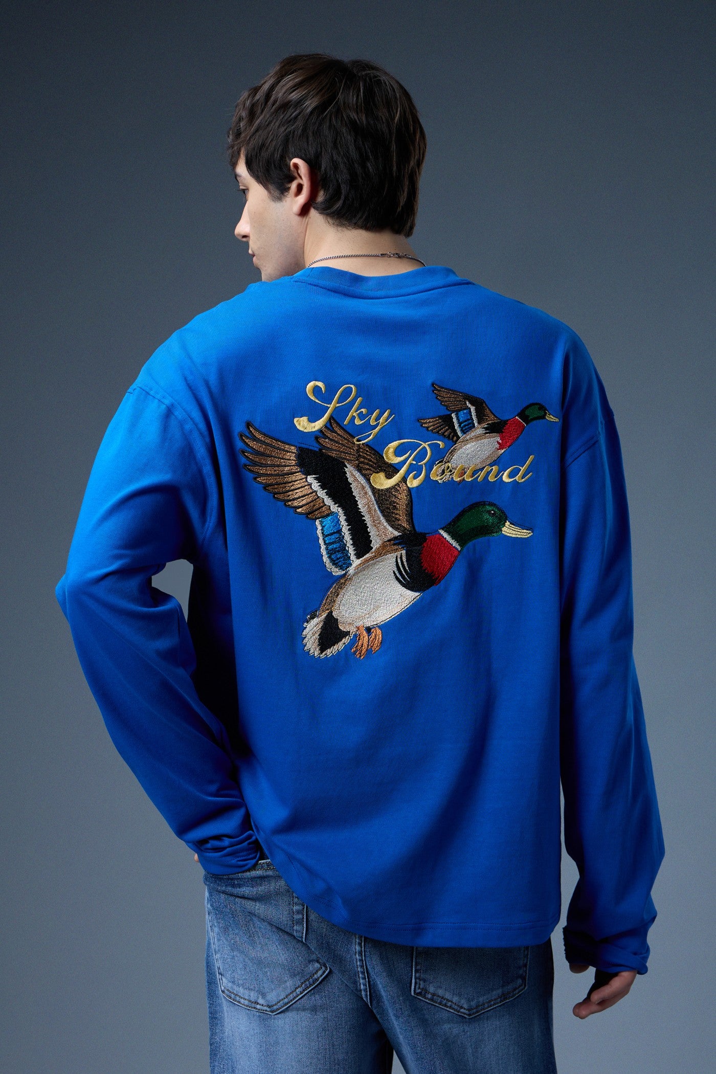 SKY BOUND EMBROIDERED LONG-SLEEVE T-SHIRT