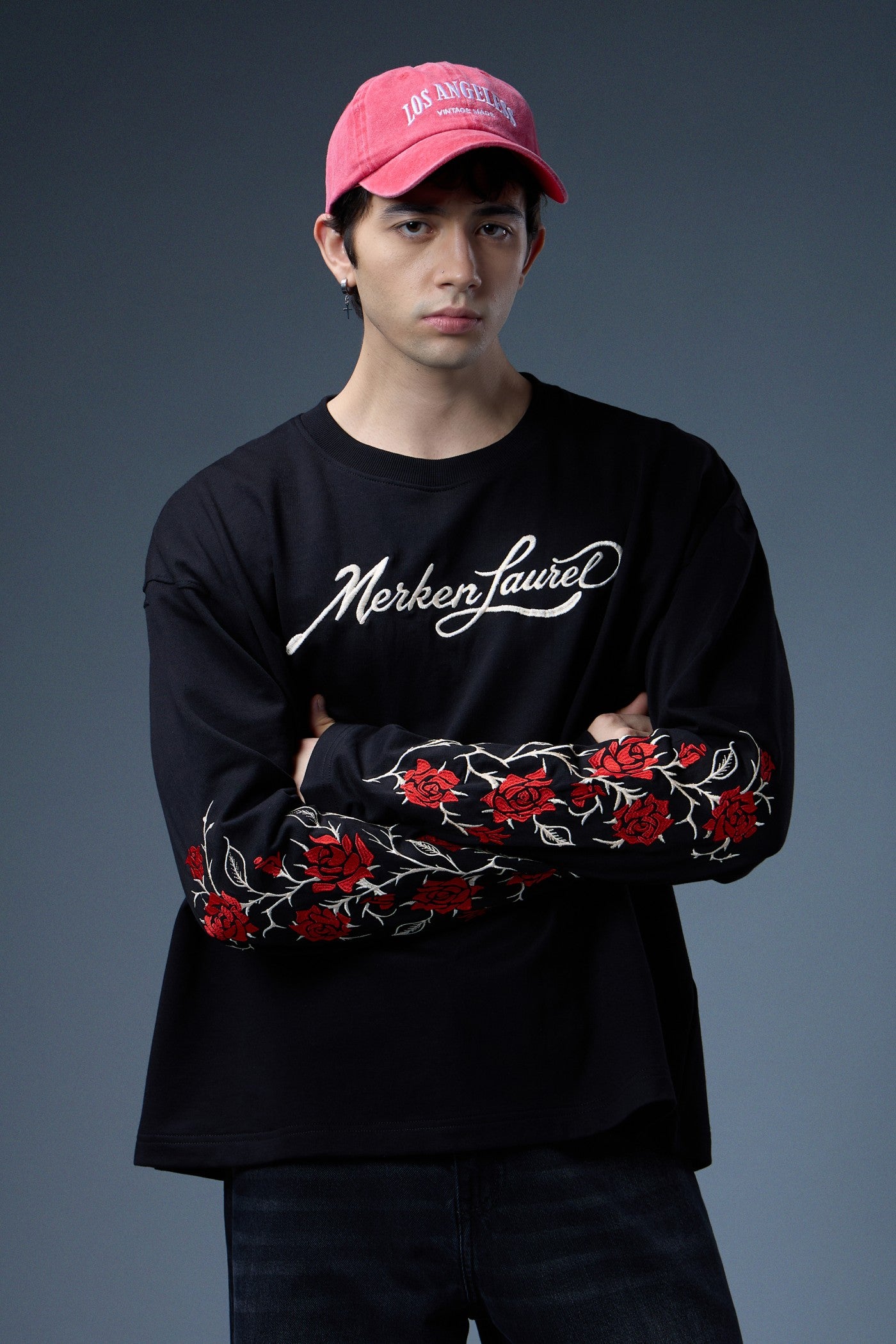 BLACKROSE EMBROIDERED LONG-SLEEVE T-SHIRT