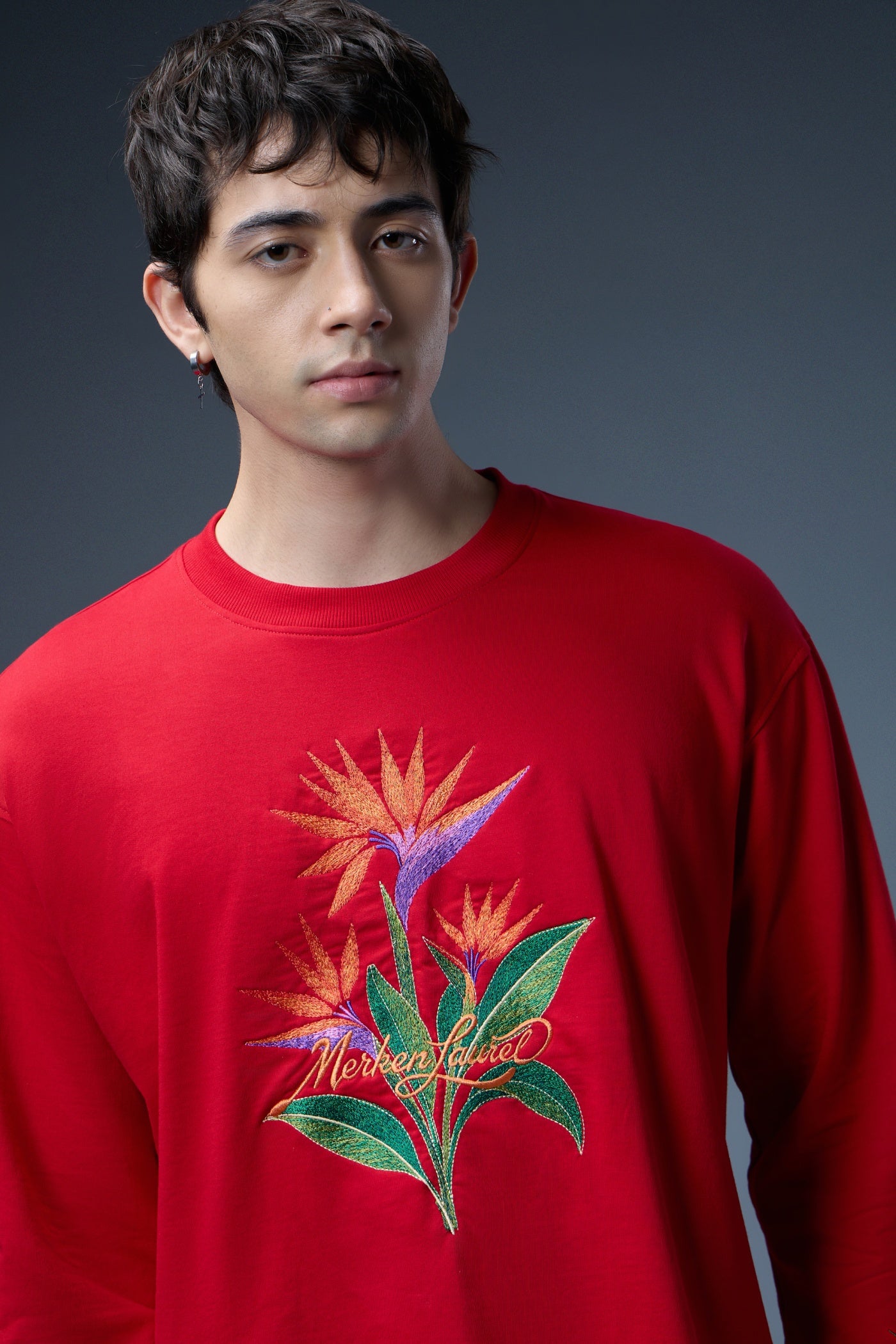 BIRD OF PARADISE EMBROIDERED LONG-SLEEVE T-SHIRT
