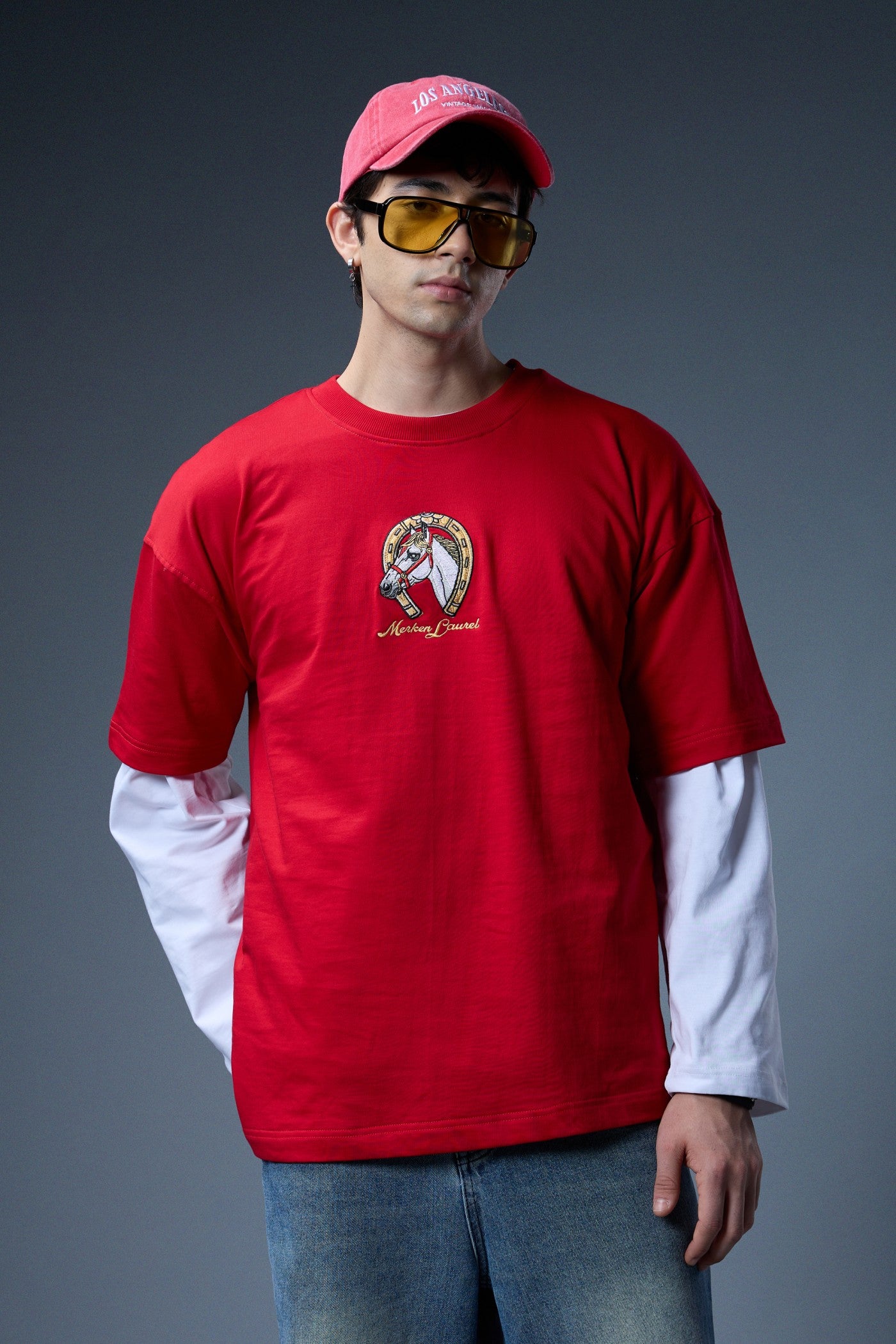 ROYAL HORSE EMBROIDERED OVERSIZED T-SHIRT