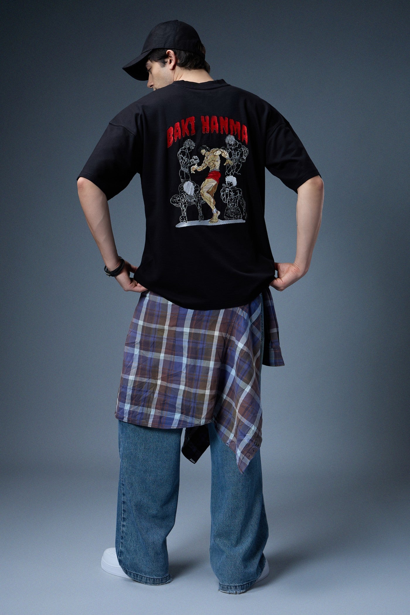 BAKI HANMA EMBROIDERED OVERSIZED T-SHIRT