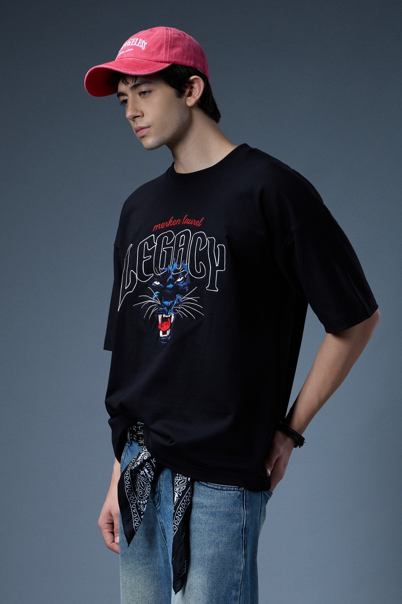 LEGACY PANTHER EMBROIDERED OVERSIZED T-SHIRT