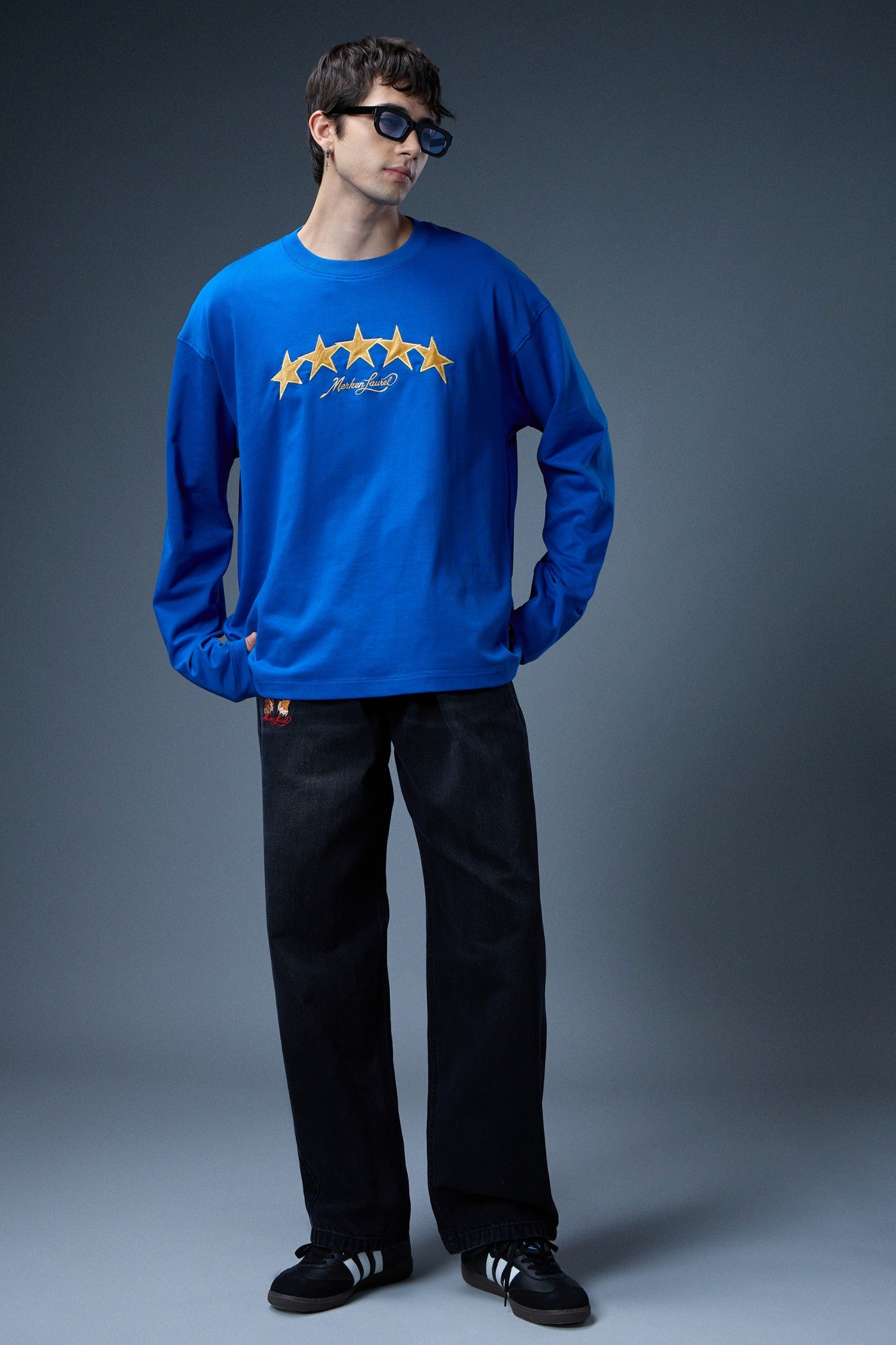 FIVE STAR EMBROIDERED LONG-SLEEVE T-SHIRT