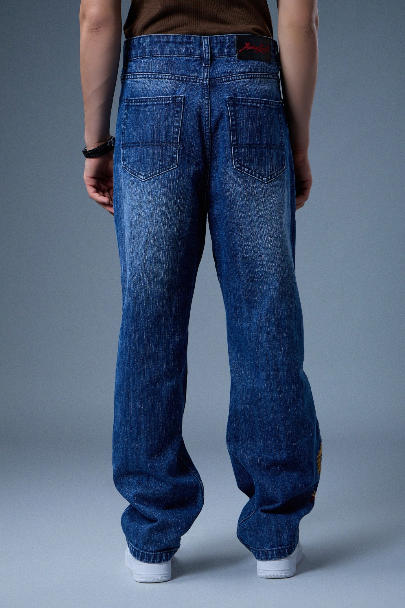DRAGON EMBROIDERED BAGGY DENIM JEANS
