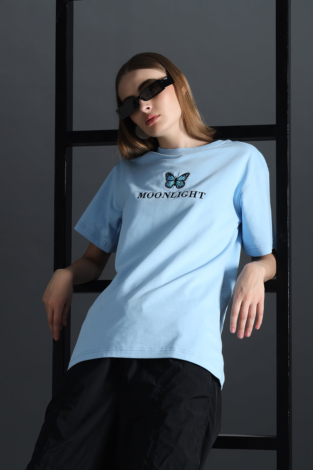 MOONLIGHT WOMENS RELAXED FIT EMBROIDERED T-SHIRT