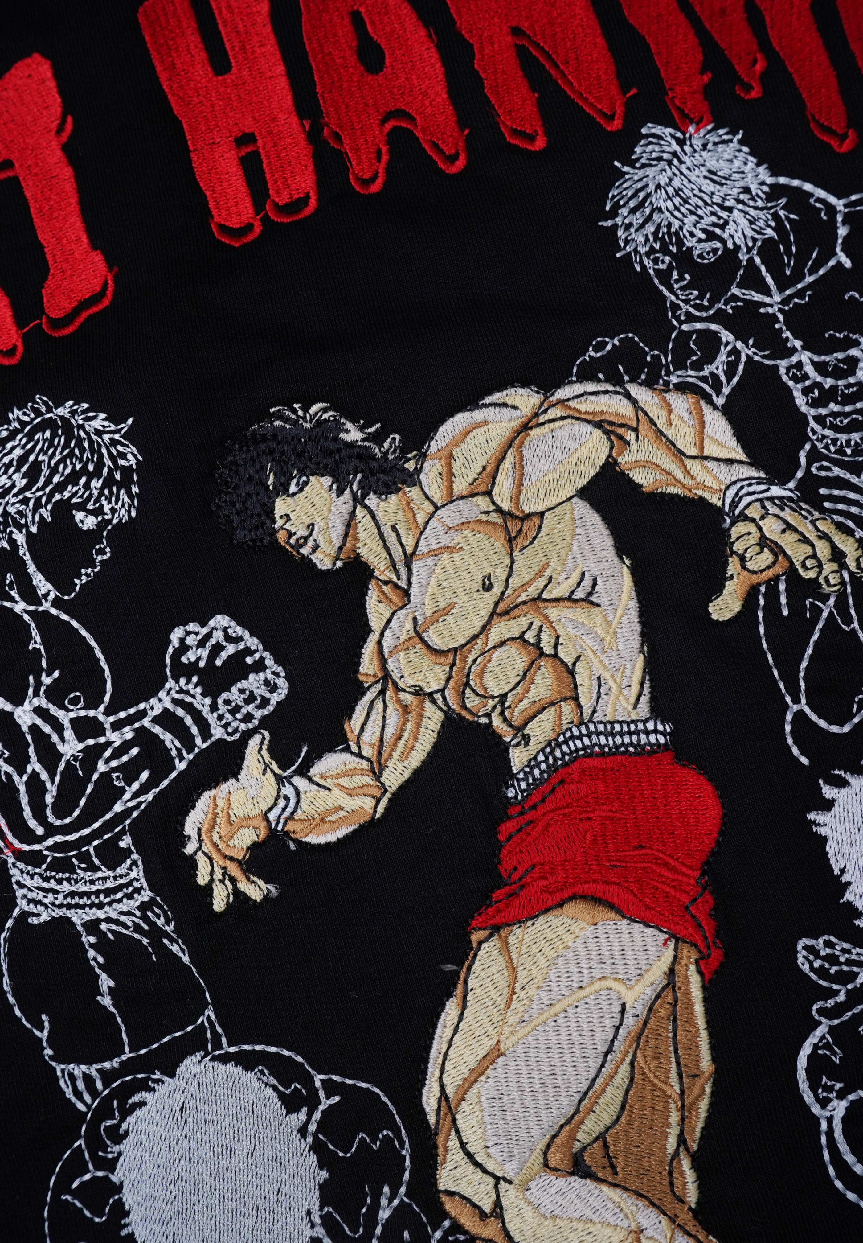 BAKI HANMA EMRBOIDERY T SHIRT